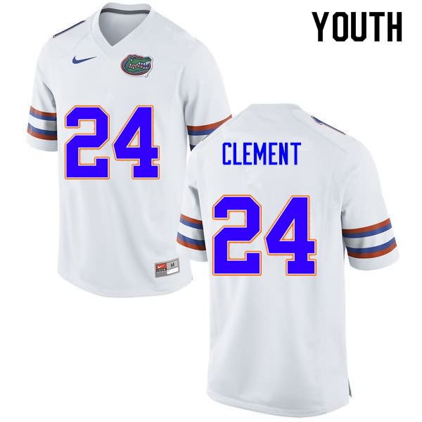 Youth NCAA Florida Gators Iverson Clement #24 Stitched Authentic Nike White College Football Jersey UNK1465ED